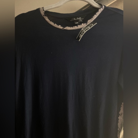 Charlie B Navy Blue Gold Accents Long Sleeve Top SZ Medium - Picture 11 of 11